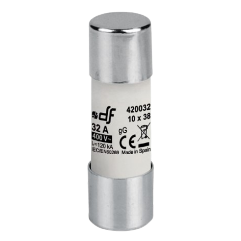 Bezpiecznik cylindryczny | ceramiczny | 10,3x38mm | 25A | 500V | 120kA | gG | DF Electric Bezpiecznik cylindryczny | ceramiczny | 10,3x38mm | 25A | 500V | 120kA | gG | DF Electric