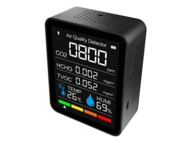 Skaitmeninis CO2 | TVOC | HCHO | temperatūros | drėgmės | oro kokybės matuoklis | jutiklis | 100-5000PPM | -10...+50°C | 0...99%RH | 5 in 1 | juodas Skaitmeninis CO2 | TVOC | HCHO | temperatūros | drėgmės | oro kokybės matuoklis | jutiklis | 100-5000PPM | -10...+50°C | 0...99%RH | 5 in 1 | juodas