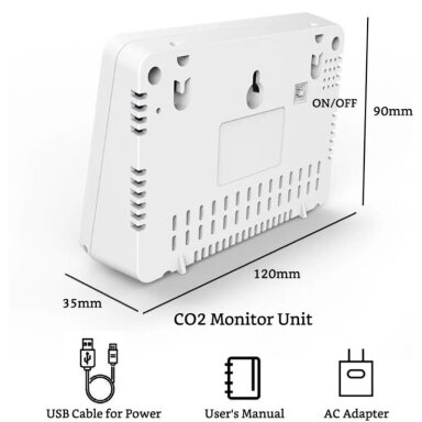 Smart CO2 Controller | Sensor for Greenhouse | Ventilation System | 0-5000PPM | 24V | White Smart CO2 Controller | Sensor for Greenhouse | Ventilation System | 0-5000PPM | 24V | White