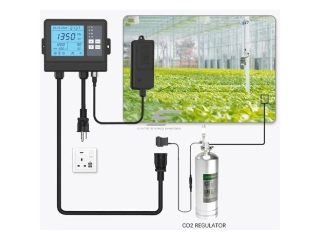 Skaitmeninis | automatizuotas CO2 | oro kokybės matuoklis | jutiklis | valdiklis | šiltnamiui | 100-240VAC | 0-5000PPM 2