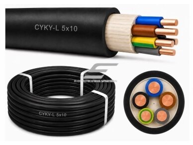 CYKY 5x10 | Varinis jėgos kabelis | CYKY-L 5*10 | 1m | juodas | 4779026554397 CYKY 5x10 | Varinis jėgos kabelis | CYKY-L 5*10 | 1m | juodas | 4779026554397