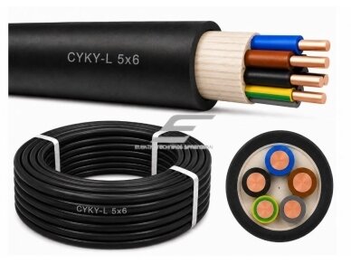 CYKY 5x6,0 | Varinis jėgos kabelis | CYKY-L 5G6 | 1m | juodas | 4779026553383 CYKY 5x6,0 | Varinis jėgos kabelis | CYKY-L 5G6 | 1m | juodas | 4779026553383