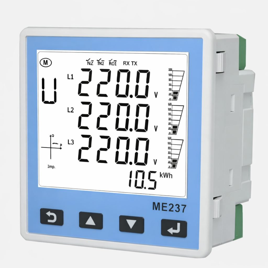 Three-phase multifunction smart energy meter | panel mounting | Modbus RS485 | ME237 Three-phase multifunction smart energy meter | panel mounting | Modbus RS485 | ME237