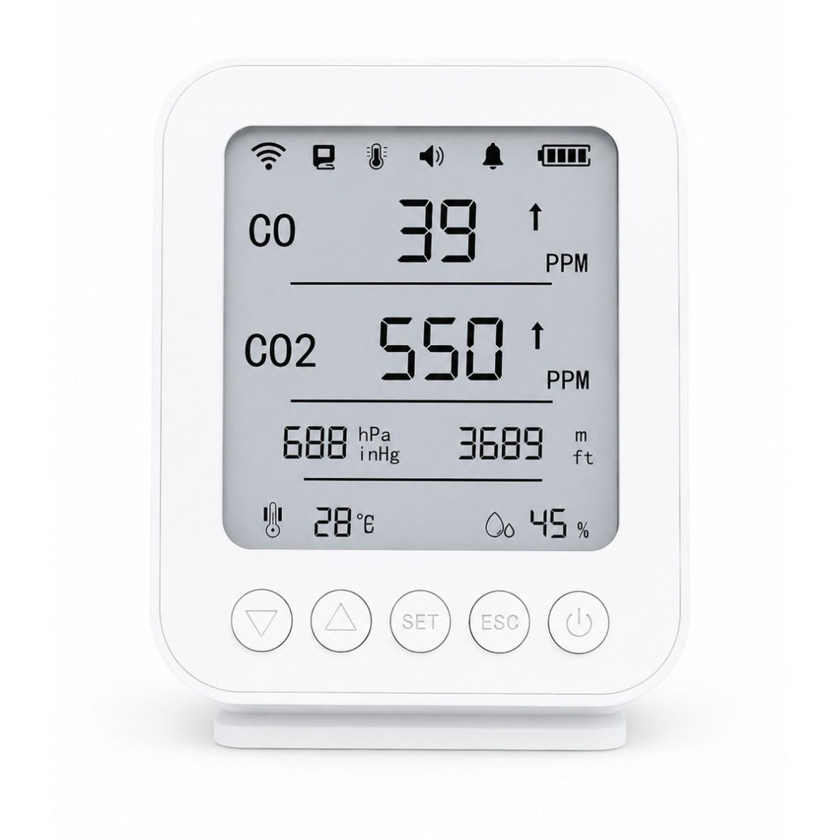 Pārnēsājams gaisa kvalitātes mērītājs | CO₂ | CO | temperatūra | mitrums | Bluetooth | USB | mājām | birojam | automašīnai Pārnēsājams gaisa kvalitātes mērītājs | CO₂ | CO | temperatūra | mitrums | Bluetooth | USB | mājām | birojam | automašīnai