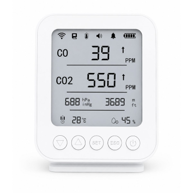 Pārnēsājams gaisa kvalitātes mērītājs | CO₂ | CO | temperatūra | mitrums | Bluetooth | USB | mājām | birojam | automašīnai Pārnēsājams gaisa kvalitātes mērītājs | CO₂ | CO | temperatūra | mitrums | Bluetooth | USB | mājām | birojam | automašīnai