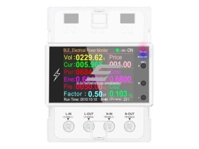 Modulinis | išmanus | multifunkcinis | skaitmeninis įtampos | srovės | galios matuoklis | 100A | 85-265VAC | 0-99999kWh | DIN | Wi-Fi | TUYA 1