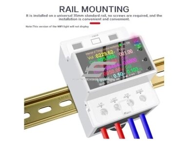 Modulinis | išmanus | multifunkcinis | skaitmeninis įtampos | srovės | galios matuoklis | 100A | 85-265VAC | 0-99999kWh | DIN | Wi-Fi | TUYA 4