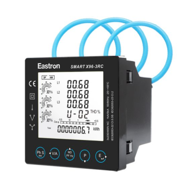 Trójfazowy licznik energii elektrycznej | panelowy 96x96 | Modbus RS485 | z cewką Rogowskiego | 230V | klasa 0.5s | monitoring energii Trójfazowy licznik energii elektrycznej | panelowy 96x96 | Modbus RS485 | z cewką Rogowskiego | 230V | klasa 0.5s | monitoring energii