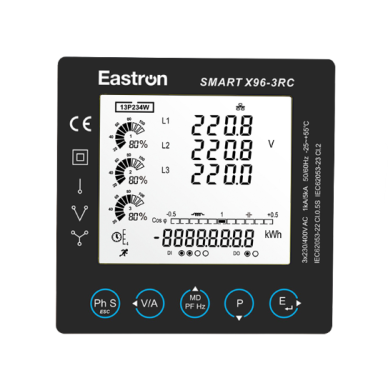 Trójfazowy licznik energii elektrycznej | panelowy 96x96 | Modbus RS485 | z cewką Rogowskiego | 230V | klasa 0.5s | monitoring energii 1