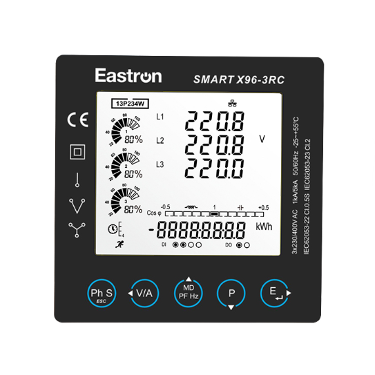 Trójfazowy licznik energii elektrycznej | panelowy 96x96 | Modbus RS485 | z cewką Rogowskiego | 230V | klasa 0.5s | monitoring energii 1