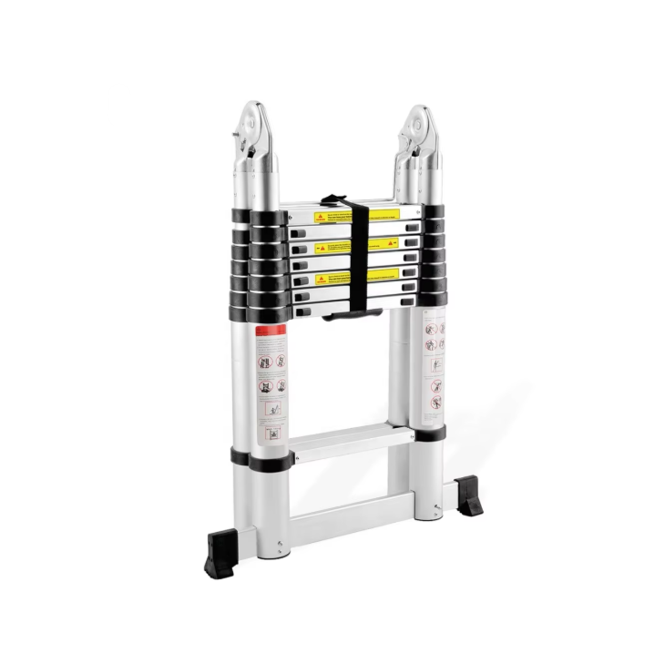 Multifunctional telescopic folding aluminium ladder | 6+6 steps | up to 150 kg | silver | for indoor and outdoor work 2