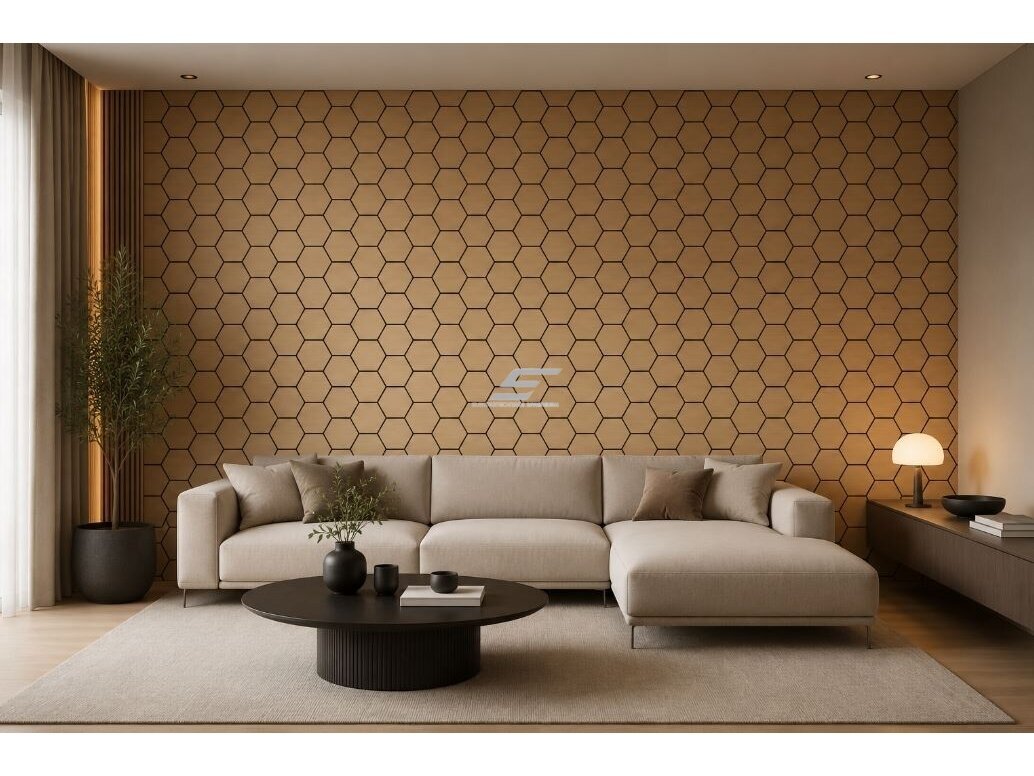 Dekoratyvinė akustinė sienų | lubų plokštė | apdaila | bičių korio | šešiakampių raštas | 795,27x650,98x18mm | MDF + PET | gelsvo ąžuolo imitacija 2 Dekoratyvinė akustinė sienų | lubų plokštė | apdaila | bičių korio | šešiakampių raštas | 795,27x650,98x18mm | MDF + PET | gelsvo ąžuolo imitacija 2