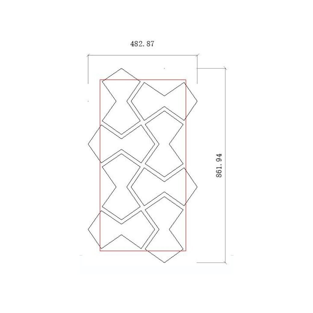 Dekoracyjny panel akustyczny ścienny | sufitowy | okładzina wnętrz | elementy w kształcie klepsydry | 861,94x482,87x18mm | MDF + PET | imitacja czarnego dębu 1