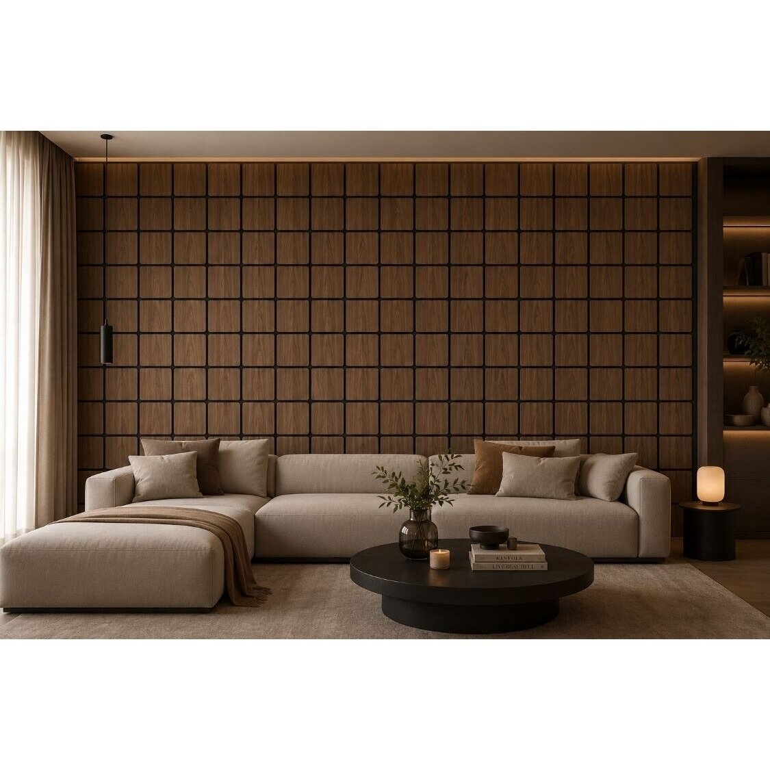 Decorative Acoustic Wall | Ceiling Panel | Square Elements | Interior Cladding | 605x600x18mm | MDF + PET | Smoked Oak Finish 2 Decorative Acoustic Wall | Ceiling Panel | Square Elements | Interior Cladding | 605x600x18mm | MDF + PET | Smoked Oak Finish 2