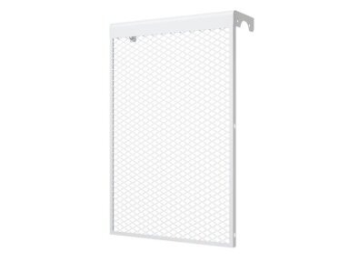 Dekoratyvinės plieninės radiatorių grotelės - apdaila | 4 sekcijų ketaus radiatoriui | metalinės | 390x610x140mm | balta | DRG4