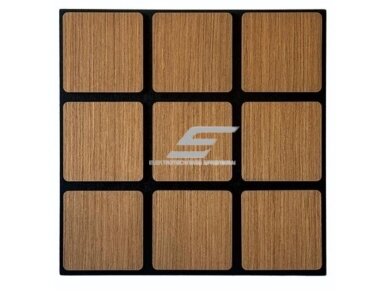 Dekoratyvinė akustinė sienų | lubų plokštė | apdaila | kvadratinių elementų | 605x600x18mm | MDF + PET | tikmedžio imitacija