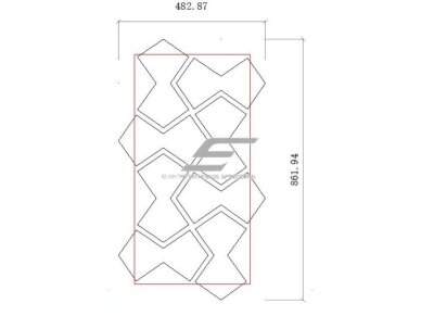 Dekoratyvinė akustinė sienų | lubų plokštė | apdaila | smėlio laikrodžio formos elementų | 861,94x482,87x18mm | MDF + PET | pilko ąžuolo imitacija 1