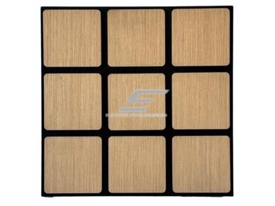 Dekoratyvinė akustinė sienų | lubų plokštė | apdaila | kvadratinių elementų | 605x600x18mm | MDF + PET | gelsvo ąžuolo imitacija