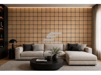 Dekoratyvinė akustinė sienų | lubų plokštė | apdaila | kvadratinių elementų | 605x600x18mm | MDF + PET | gelsvo ąžuolo imitacija 2 Dekoratyvinė akustinė sienų | lubų plokštė | apdaila | kvadratinių elementų | 605x600x18mm | MDF + PET | gelsvo ąžuolo imitacija 2
