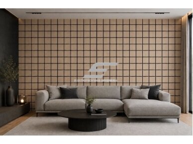 Dekoratyvinė akustinė sienų | lubų plokštė | apdaila | kvadratinių elementų | 605x600x18mm | MDF + PET | ąžuolo imitacija 2 Dekoratyvinė akustinė sienų | lubų plokštė | apdaila | kvadratinių elementų | 605x600x18mm | MDF + PET | ąžuolo imitacija 2
