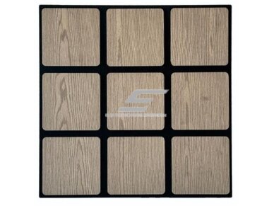Dekoratyvinė akustinė sienų | lubų plokštė | apdaila | kvadratinių elementų | 605x600x18mm | MDF + PET | ąžuolo imitacija