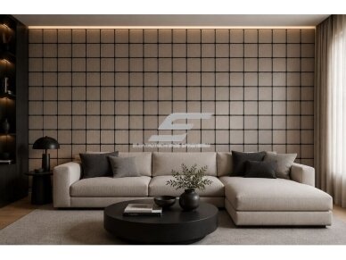Dekoratyvinė akustinė sienų | lubų plokštė | apdaila | kvadratinių elementų | 605x600x18mm | MDF + PET | ąžuolo imitacija 2