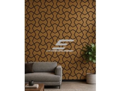 Dekoratyvinė akustinė sienų | lubų plokštė | apdaila | smėlio laikrodžio formos elementų | 861,94x482,87x18mm | MDF + PET | tikmedžio imitacija 2