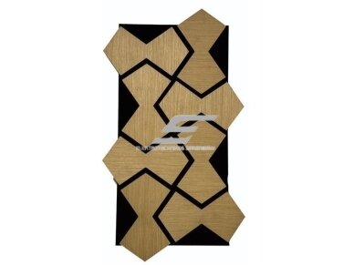 Dekoratyvinė akustinė sienų | lubų plokštė | apdaila | smėlio laikrodžio formos elementų | 861,94x482,87x18mm | MDF + PET | gelsvo ąžuolo imitacija Dekoratyvinė akustinė sienų | lubų plokštė | apdaila | smėlio laikrodžio formos elementų | 861,94x482,87x18mm | MDF + PET | gelsvo ąžuolo imitacija