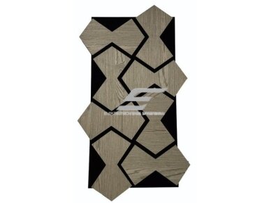 Dekoratyvinė akustinė sienų | lubų plokštė | apdaila | smėlio laikrodžio formos elementų | 861,94x482,87x18mm | MDF + PET | pilko ąžuolo imitacija