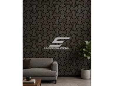 Dekoratyvinė akustinė sienų | lubų plokštė | apdaila | smėlio laikrodžio formos elementų | 861,94x482,87x18mm | MDF + PET | riešutmedžio imitacija 2