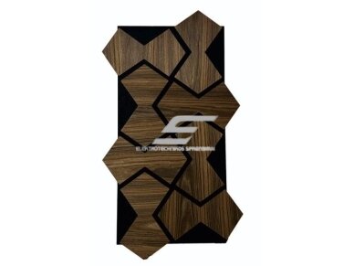 Dekoratyvinė akustinė sienų | lubų plokštė | apdaila | smėlio laikrodžio formos elementų | 861,94x482,87x18mm | MDF + PET | dūminio ąžuolo imitacija