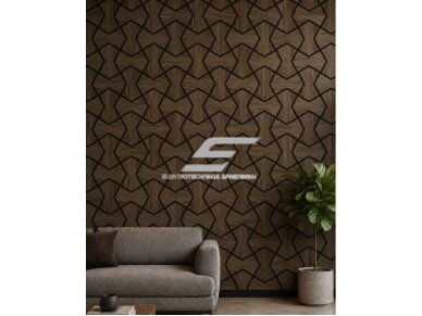 Dekoratyvinė akustinė sienų | lubų plokštė | apdaila | smėlio laikrodžio formos elementų | 861,94x482,87x18mm | MDF + PET | dūminio ąžuolo imitacija 2 Dekoratyvinė akustinė sienų | lubų plokštė | apdaila | smėlio laikrodžio formos elementų | 861,94x482,87x18mm | MDF + PET | dūminio ąžuolo imitacija 2