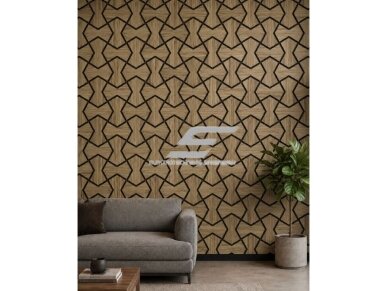 Dekoratyvinė akustinė sienų | lubų plokštė | apdaila | smėlio laikrodžio formos elementų | 861,94x482,87x18mm | MDF + PET | tamsaus riešutmedžio imitacija 2