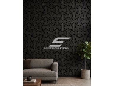 Dekoratyvinė akustinė sienų | lubų plokštė | apdaila | smėlio laikrodžio formos elementų | 861,94x482,87x18mm | MDF + PET | juodo ąžuolo imitacija 2