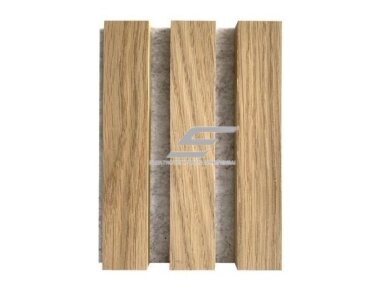 Dekoratyvinė akustinė sienų | lubų plokštė | lamelė | apdaila | 600x600x22mm | MDF + PET | natūralus balintas ąžuolas