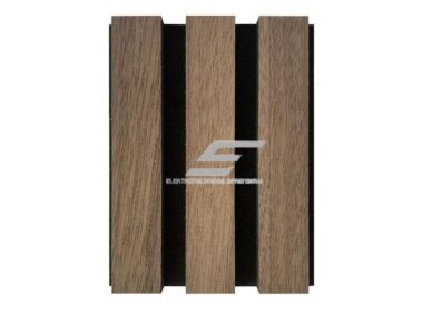 Dekoratyvinė akustinė sienų | lubų plokštė | lamelė | apdaila | 600x600x22mm | MDF + PET | natūralus riešutmedis