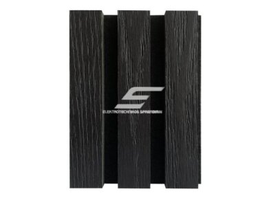 Dekoratyvinė akustinė sienų | lubų plokštė | lamelė | apdaila | 2400x600x22mm | MDF + PET | natūralus juodas ąžuolas