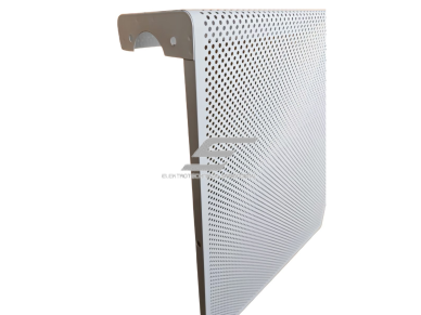 Dekoratyvinės plieninės radiatorių grotelės - apdaila | 5 sekcijų ketaus radiatoriui | perforuotos | metalinės | 490x610x140mm | balta | DRG5 perf 1