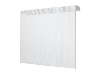 Dekoratyvinės plieninės radiatorių grotelės - apdaila | 6 sekcijų ketaus radiatoriui | perforuotos | metalinės | 590x610x140mm | balta | DRG6 perf
