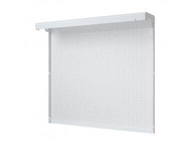 Dekoratyvinės plieninės radiatorių grotelės - apdaila | 6 sekcijų ketaus radiatoriui | perforuotos | metalinės | 590x610x140mm | balta | DRG6 perf 1