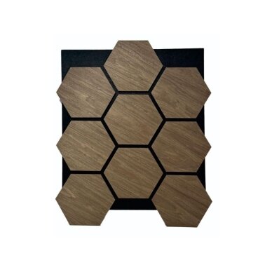 Decorative Acoustic Wall | Ceiling Panel | Interior Cladding | Honeycomb | Hexagonal Pattern | 795.27x650.98x18mm | MDF + PET | Walnut Finish