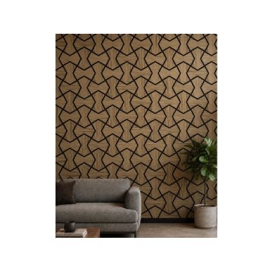 Dekoracyjny panel akustyczny ścienny | sufitowy | okładzina wnętrz | elementy w kształcie klepsydry | 861,94x482,87x18mm | MDF + PET | imitacja jasnego żółtego dębu 2