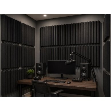 Acoustic | Sound-Absorbing Foam Panel | 300x300x50mm | Black 2