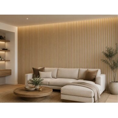 Dekoratiivne akustiline seina | laepaneel | liistpaneel | siseviimistlus | 600x600x22mm | MDF + PET | Naturaalne valgendatud tamm 3 Dekoratiivne akustiline seina | laepaneel | liistpaneel | siseviimistlus | 600x600x22mm | MDF + PET | Naturaalne valgendatud tamm 3