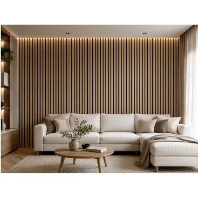 Dekoracyjny panel akustyczny ścienny | sufitowy | panel lamelowy | wykończenie wnętrz | 2400x600x22mm | MDF + PET | naturalny bielony jesion 3 Dekoracyjny panel akustyczny ścienny | sufitowy | panel lamelowy | wykończenie wnętrz | 2400x600x22mm | MDF + PET | naturalny bielony jesion 3