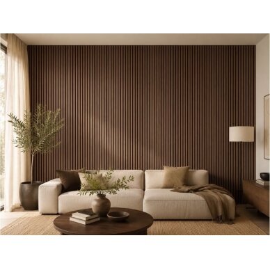Dekoracyjny panel akustyczny ścienny | sufitowy | panel lamelowy | wykończenie wnętrz | 2400x600x22mm | MDF + PET | naturalny olejowany dąb 3