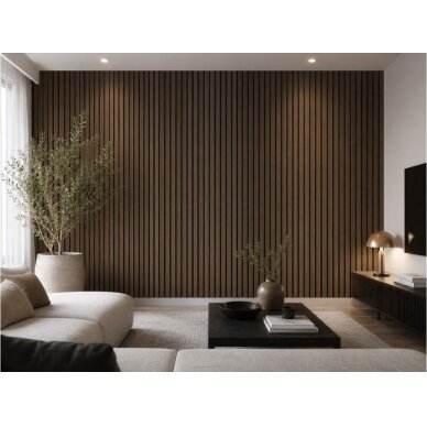 Decorative Acoustic Wall | Ceiling Panel | Slatted Panel | Interior Cladding | 3000x600x22mm | MDF + PET | Smoked Oak Finish 3 Decorative Acoustic Wall | Ceiling Panel | Slatted Panel | Interior Cladding | 3000x600x22mm | MDF + PET | Smoked Oak Finish 3