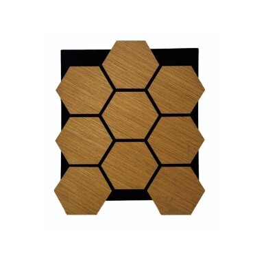 Dekoratīvs akustiskais sienu | griestu panelis | apdare | bišu šūnu | sešstūru raksts | 795,27x650,98x18mm | MDF + PET | tīkkoka imitācija Dekoratīvs akustiskais sienu | griestu panelis | apdare | bišu šūnu | sešstūru raksts | 795,27x650,98x18mm | MDF + PET | tīkkoka imitācija