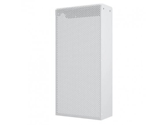 Dekoratyvinės plieninės radiatorių grotelės - apdaila | 3 sekcijų ketaus radiatoriui | perforuotos | metalinės | 290x610x140mm | balta | DRG3 perf 3