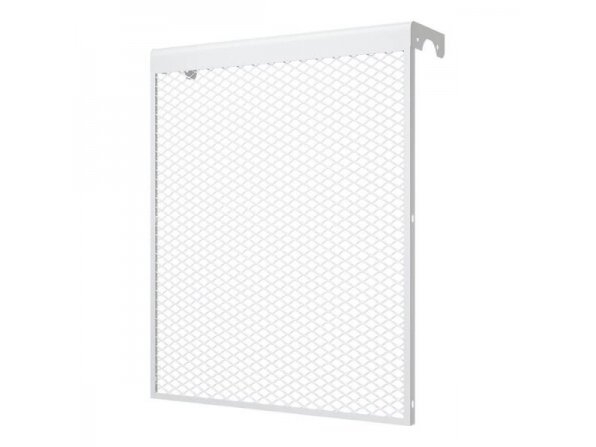 Dekoratyvinės plieninės radiatorių grotelės - apdaila | 5 sekcijų ketaus radiatoriui | metalinės | 490x610x140mm | balta | DRG5